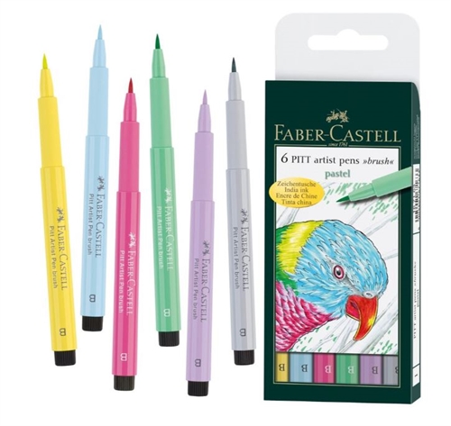 Faber-Castell Pitt artist pen PASTEL brusch penne med 6 farver