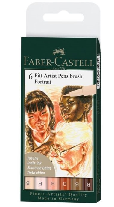 Faber-Castell Pitt artist pen POTRÆT brusch penne med 6 farver