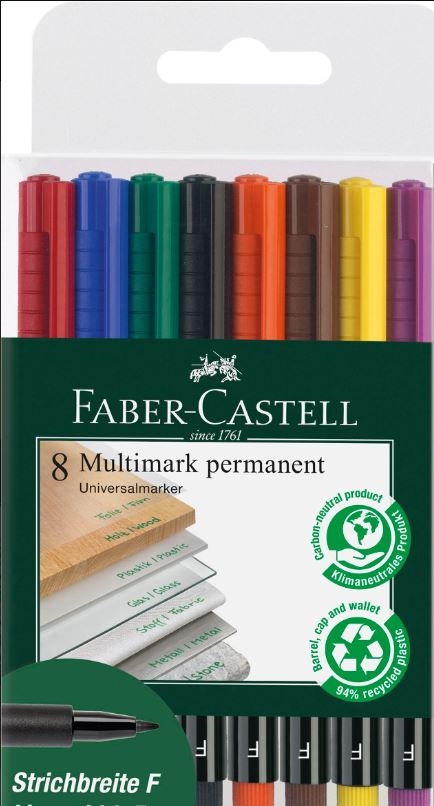 Faber-Castell overhead penne sæt med 8 farver  F = 0,6mm