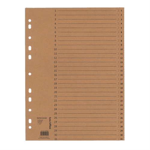 Register 1:31 A4 med forblad 150g karton - genbrugspapir