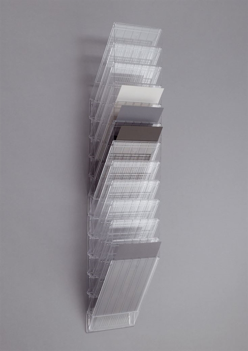  Flexibox brochure og blanketholder med 12 rum - transparent