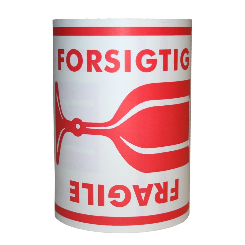 FORSIGTIG FRAGILE (GLAS) 15x21cm, 250 labels pr.