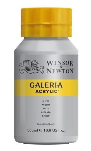W&N Galeria Acrylic 500ml - metalfarver - Gold/Silver/Copper 