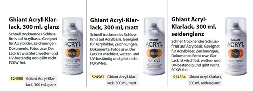 Ghiant Acryl klar lak 300ml. glos, matt og silkeglanz