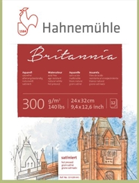 Hahnemühle Britannia akvarelpapir naturhvid  24x32 cm 300gram 12 ark pr. blok