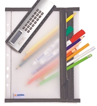 Herma A5 lynlåslomme med huller - sort