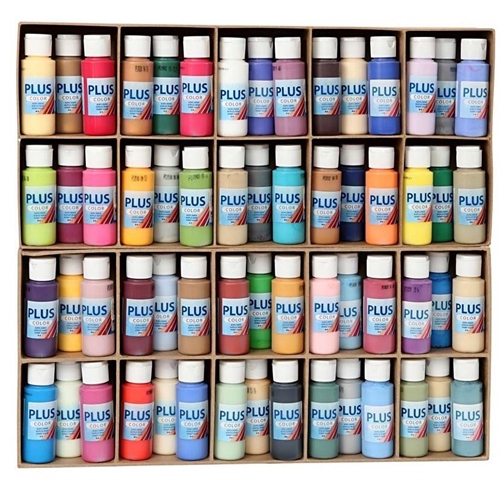 Plus Color hobbymaling, ass. farver, 60x60ml 