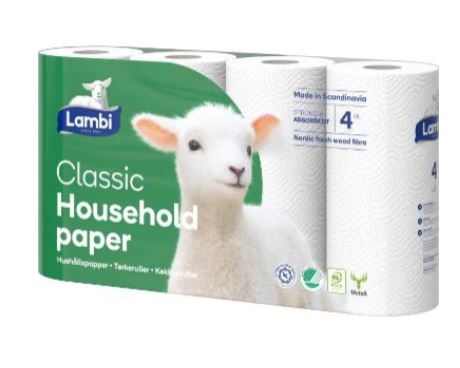 Køkkenrulle  LAMBI 2-lags svanemærket 5 x 4 rl.