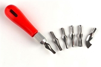 Linoleums skære knivsæt med 6 knive med plasthåndtag UDSOLGT  alternativ  sæt : 26180417
