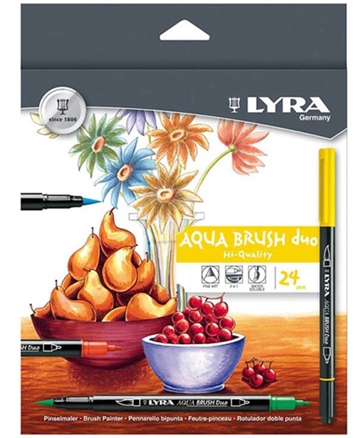 Lyra Aqua Brush Duo  Akvarel farve 24 stk. pakning.