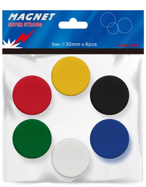 Magnet rund TKL  30mm 6 stk. pr. pakke  ass. farver