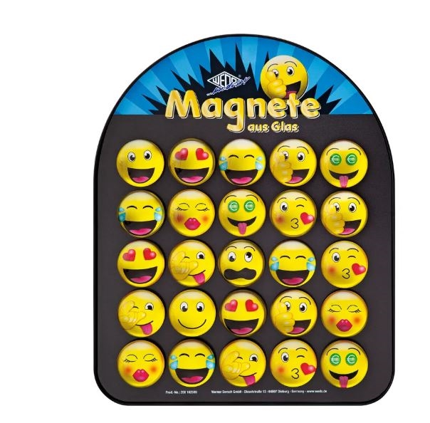 tiger falanks Rejsende Magneter, emoji ansigter i glas - Ø33 mm