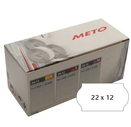 Meto etiket perm 22x12  (7rl/1500)  farve rød eller hvid