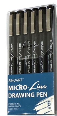 Micron tuschpennesæt med 6 penne