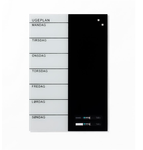 Naga magnetisk ugetavle i glas 40x60 cm