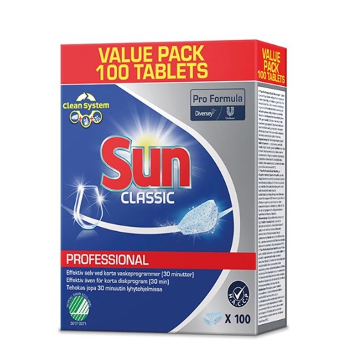 Opvasketabs Maskinopvask SUN Professional 100 stk enkeltpakket