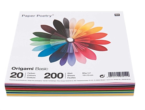 Origami Basic 20x20 cm 200 ark 20 farver
