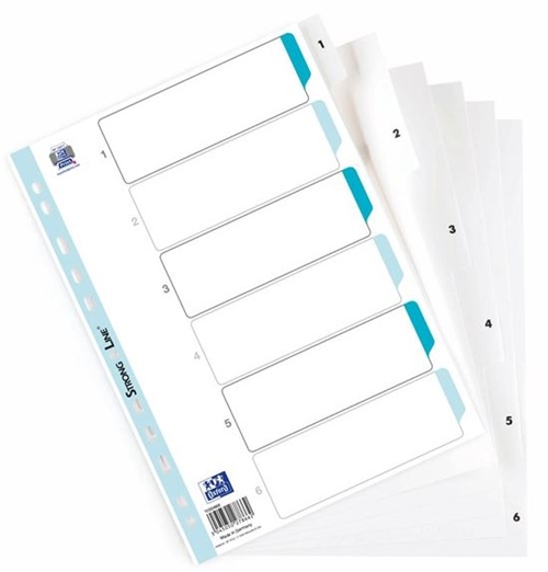 Oxford Strong-Line® register A4 hvid PP 1-6 - 35 sæt pr. ks..