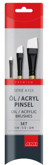 Penselsæt Olie og Akryl A155  - 3 pensler