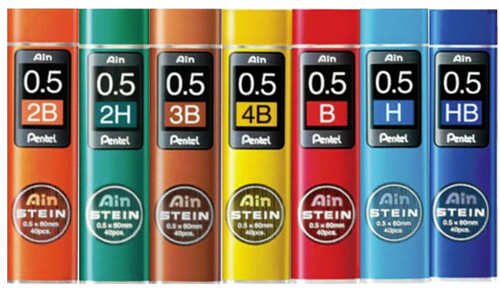 Bly 0,5mm Pentel AIN C275 Stein (480 stk) - mange hårdheder.