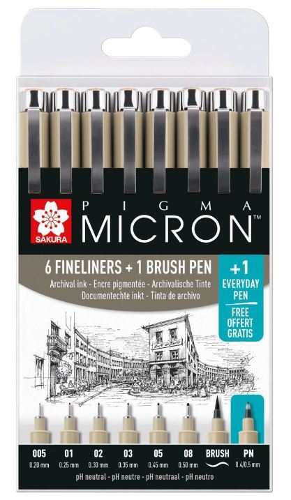 Sakura Pigma Micron Tuschpennesæt med 8 penne