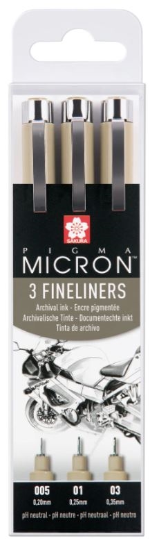 Sakura Pigma Micron Tuschpennesæt med 3 penne