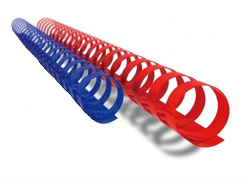 Plastspiral Acco 10 mm, 21 ringe, rød eller blå, 100/ks.