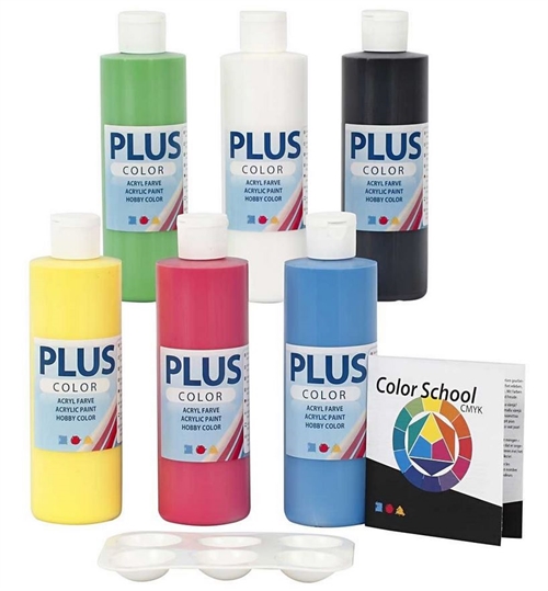 Color Plus Hobbymaling Primær sæt 6 x 250ml.