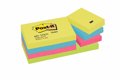 3M Post-it Blokke 653 Energetic (12 stk)