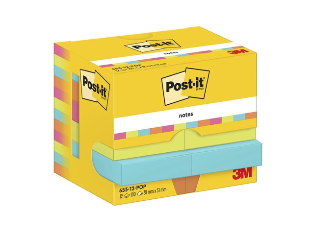 3M Post-it blokke 655 Poptimistic 38x51 mm - 12x100 blade