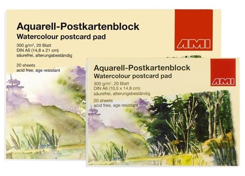 Akvarelblok postkort A5, 10,5 x 14,8cm, 300gram, 20blade