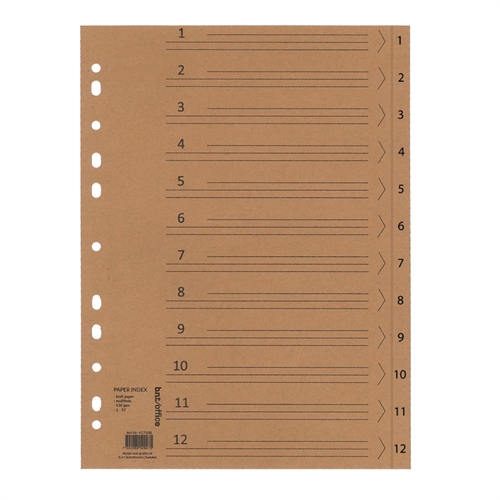 Register 1:12 A4 med forblad 150g karton - genbrugspapir