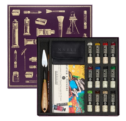 Sennelier Artist Oil Sticks 12 stk i gaveæske med tilbehør