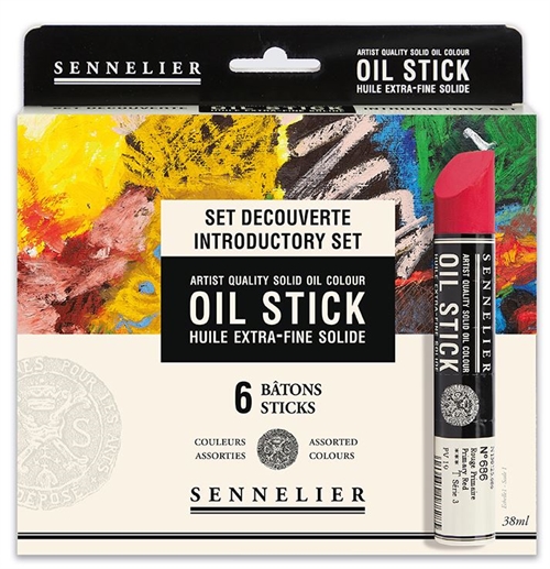 Sennelier Oil Sticks Oliefarve Sticks med 6 farver a 38 ml std. farver