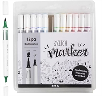 Sketch Basic Marker stregtykkelse: 1+2-5 mm ass. farver - 12 stk  Standardfarvesæt