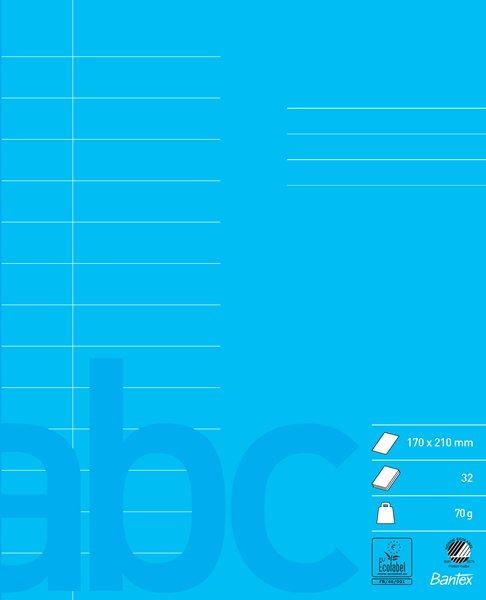 Skolehæfter Bantex 17 x 21cm  linieret 13 linjer 32 blade/sider