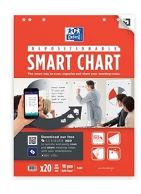 Oxford SmartChart Flipover Papir, 60×80cm, ulinieret Sticky - 3x20ark