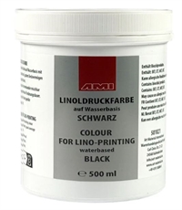 Linoleumstrykfarve Sort 500 ml - kunstnerkvalitet