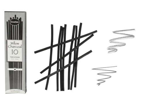 Naturlig piletrækul 3-4 mm  10 pr. æske