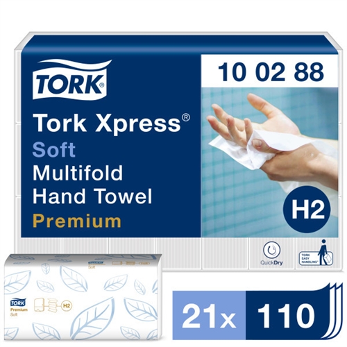 Tork håndklædeark H2 Premium soft 100288 2 lags 4-fold 34x21,2cm
