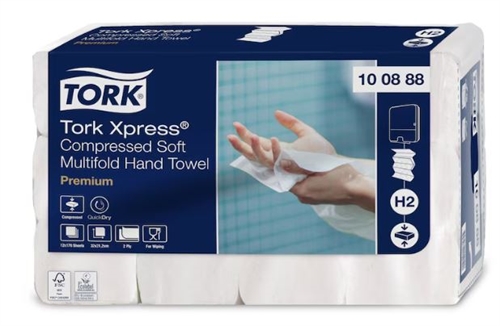 Tork håndklædeark H2 Premium soft Tork nr. 100888 2 lags 4-fold 34x21,2cm