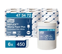 TORK aftørringspapir Reflex M4 hvid Plus nr. 473472  6 rl. pr. kt.