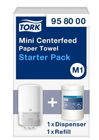 TORK Starter Pack Mini 415, aftørringspapir, centerfeed Mini M1