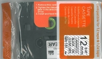 Tape til Brother TZe-131 tape, sort tekst på klar 12mm tape, YZe-131