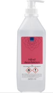 Hånddesinfektionsgel, ABENA, 600 ml, 85% alkohol, med glycerin, flaske med pumpe