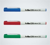 Artline 210 tuschpen/fineliner - 0,6 mm - blå, rød og grøn