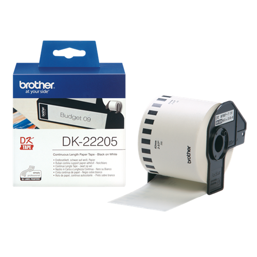 Brother DK22205 - Papirtape 62mm HVID - 30,48 meter