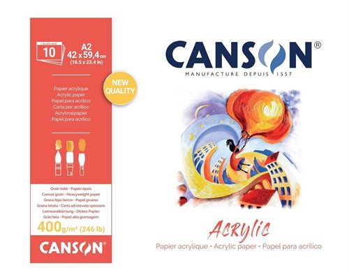 Canson Acrylic 400g A2 akrylpapir i blok 42 x 59,4 cm