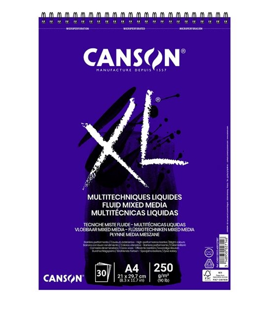 Canson XL Fluid Mixed Media A4 250g smooth - 30 ark