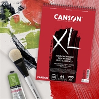 Canson XL Olie & Acryl blok A4 290gram med spiral - 30 ark.